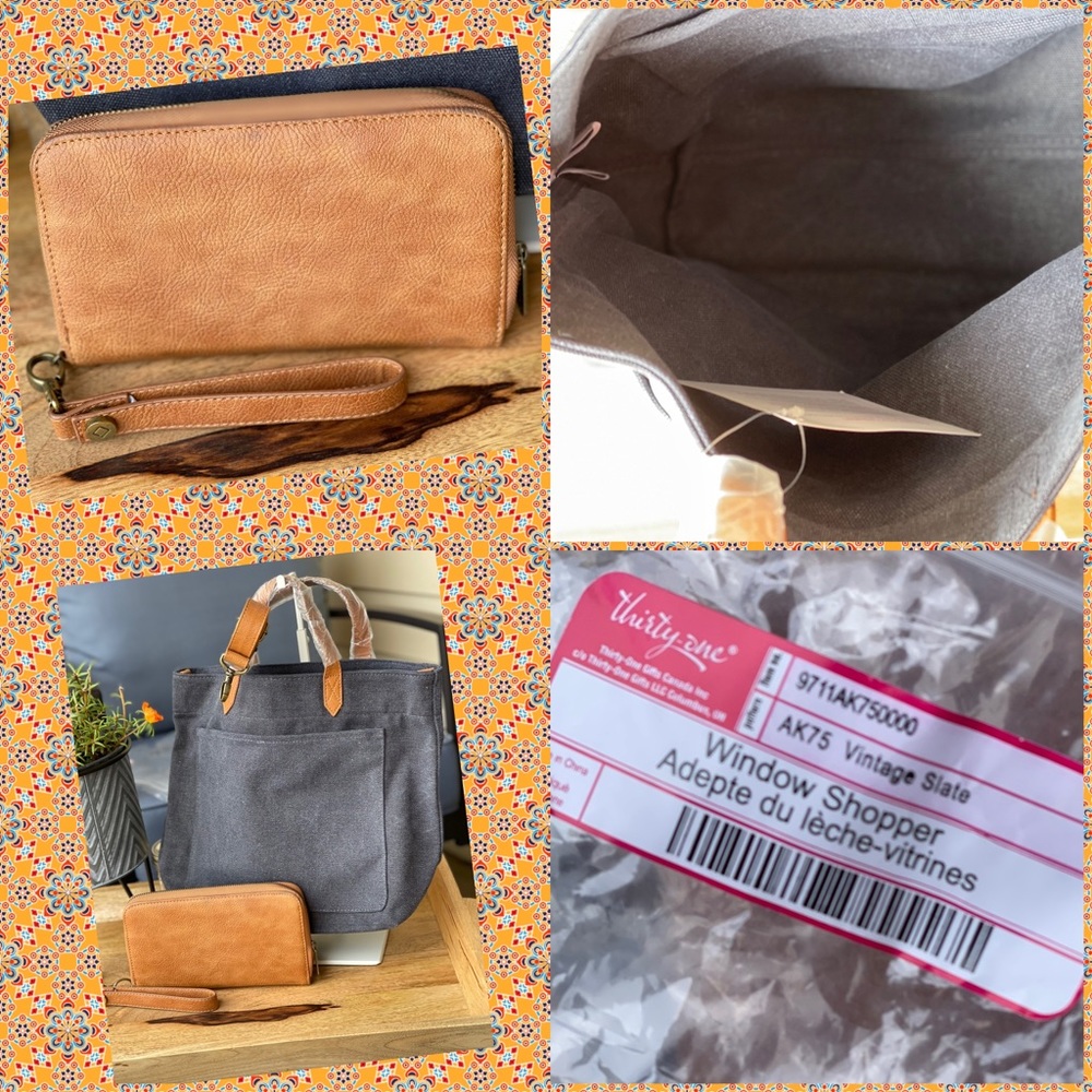 Window Shopper Vintage Slate All About The Benjamins Wristlet Caramel Distressed